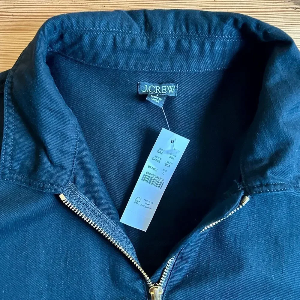 J. Crew cinched zip-up dress in drapey cotton. Size L. NWT.